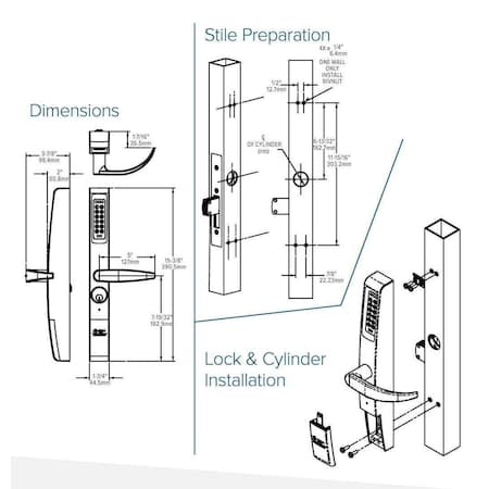 Adams Rite eFORCE-150 KEYLESS ENTRY TRIM FOR 45/47/4900 AND 8000 SERIES SELECTABLE HAND/OUTDOOR RATE ADR-3090-01-121